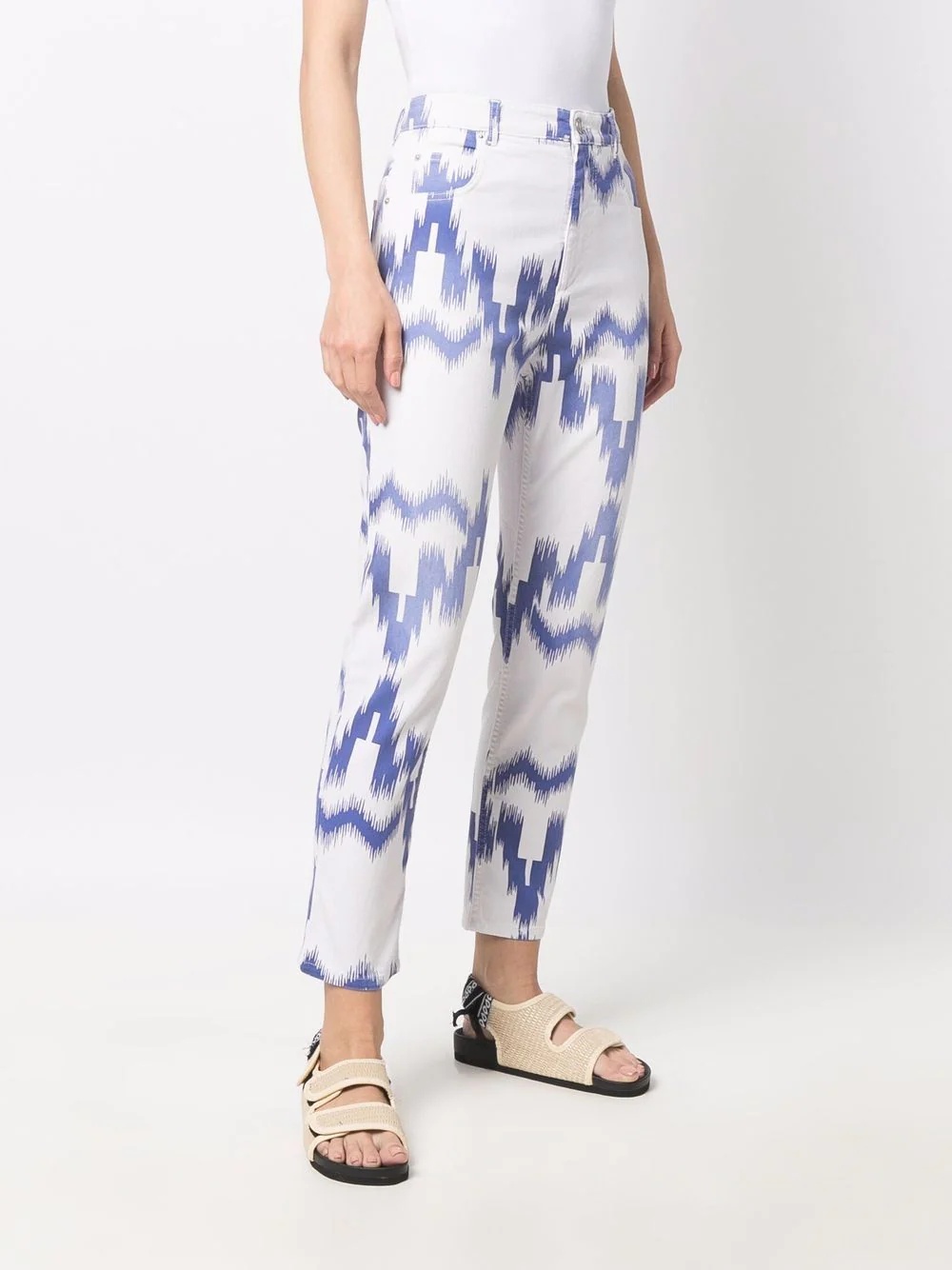patterned cropped jeans - 3