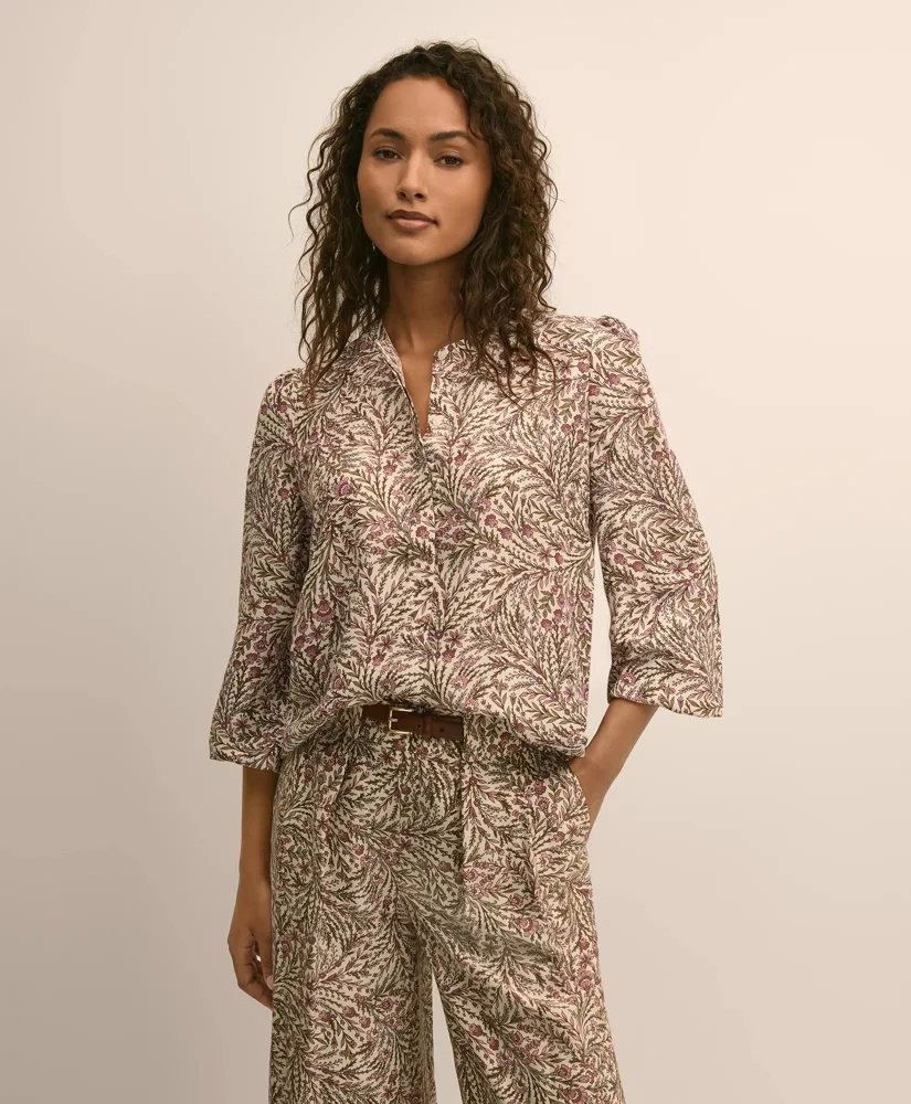 Silk Habotai Floral Blouse - 1