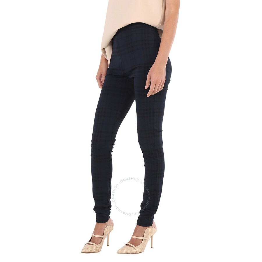 Burberry Midnight Navy Check Print Stretch Jersey Leggings - 5