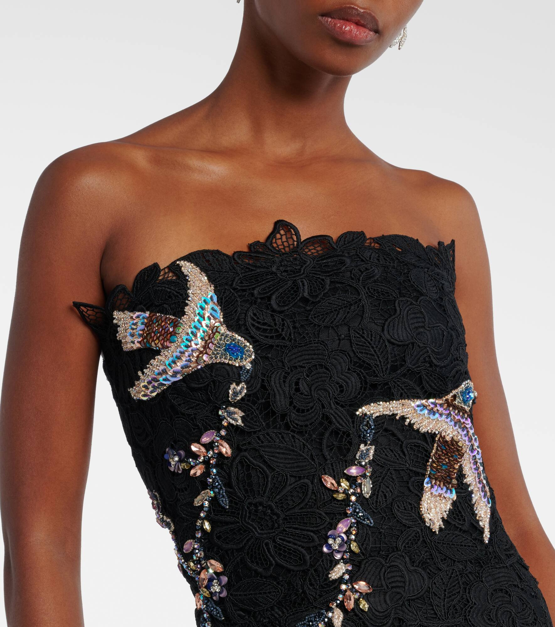 Embroidered lace midi dress - 4