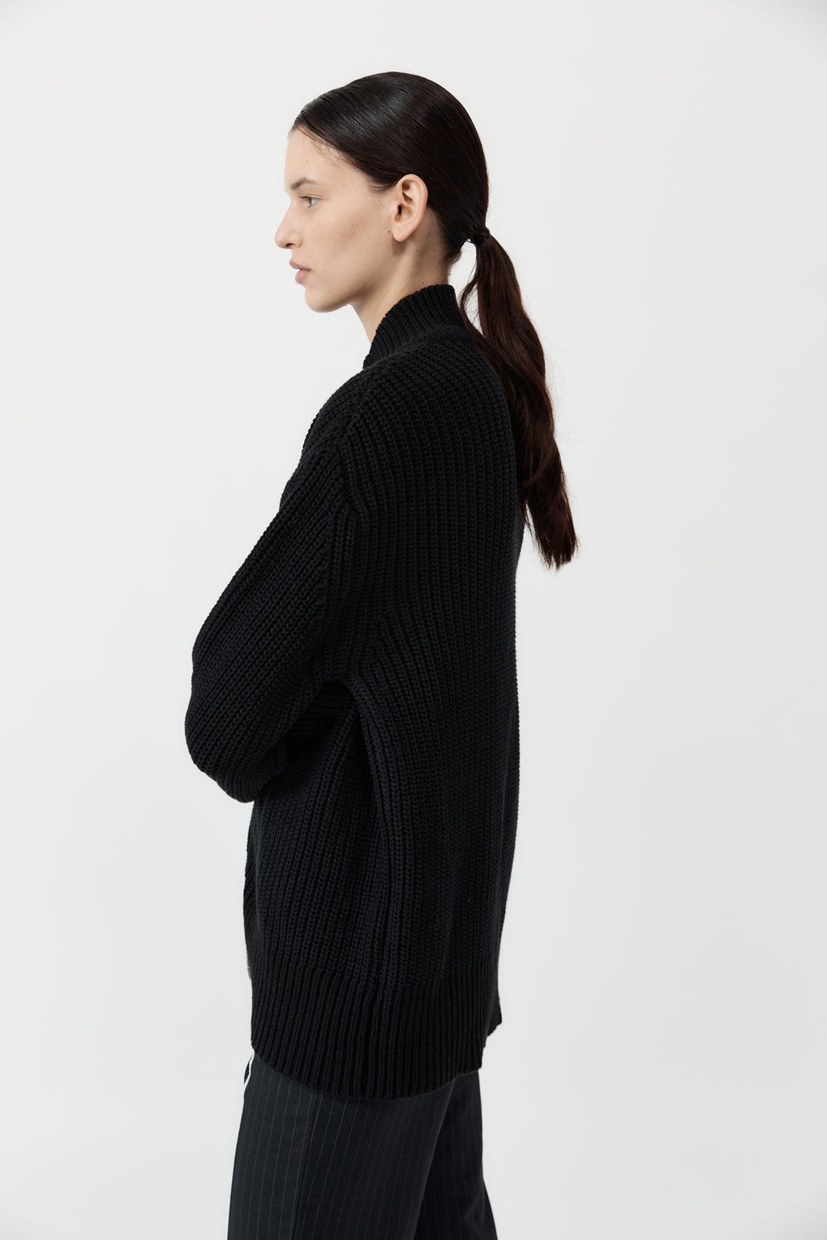 Zip Detail Cardigan - Black - 5