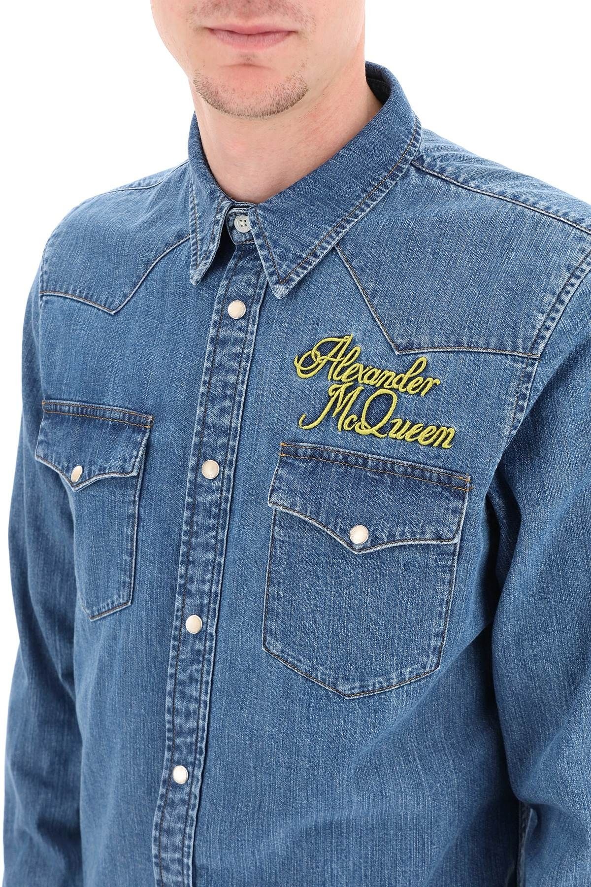 DENIM SHIRT WITH EMBROIDERED LOGO - 5