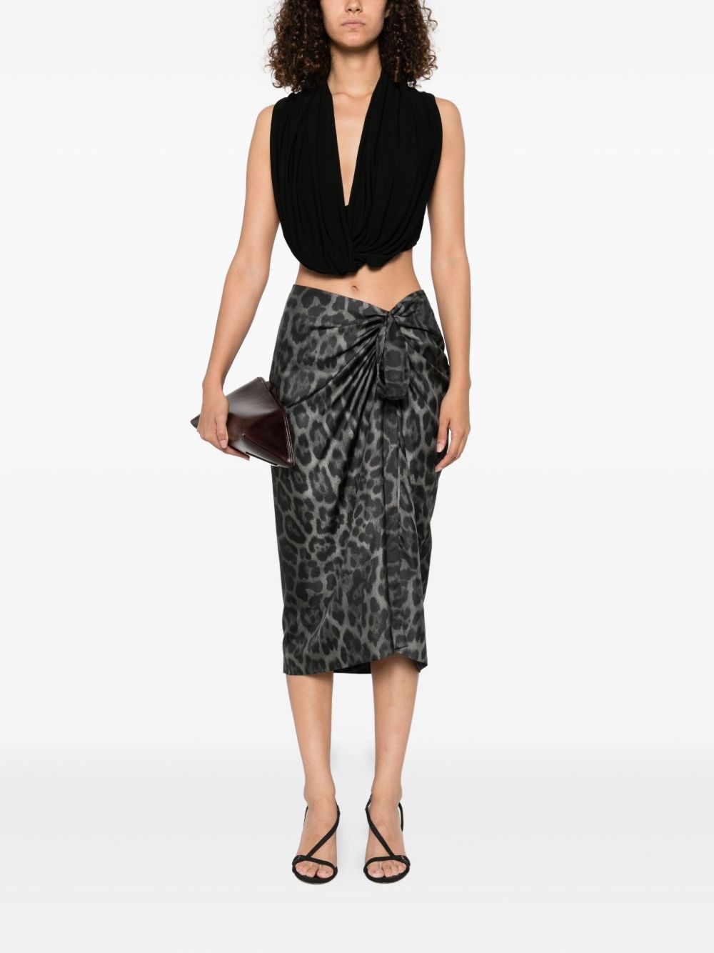 leopard-print asymmetric skirt - 2