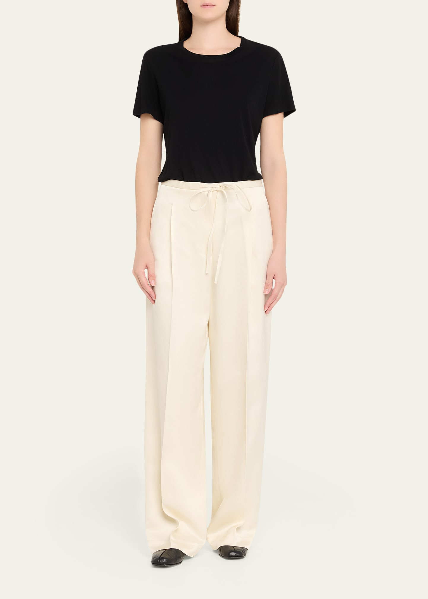 Satin Drawstring Trousers - 2