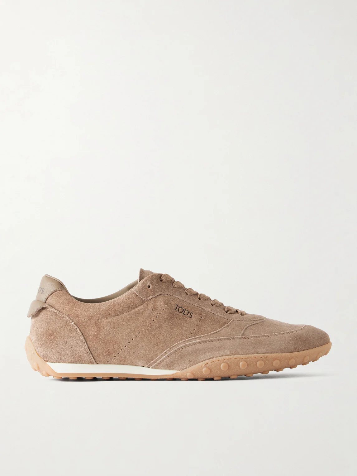 Panelled Leather-Trimmed Suede Sneakers - 1
