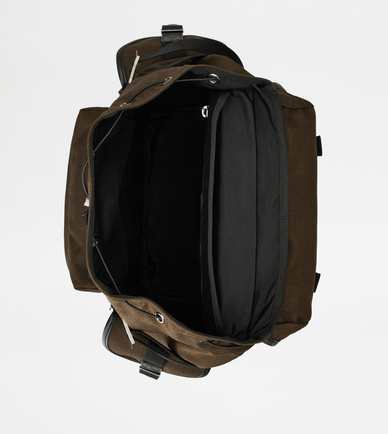 BACKPACK IN FABRIC AND LEATHER MEDIUM - BROWN, BLACK 4