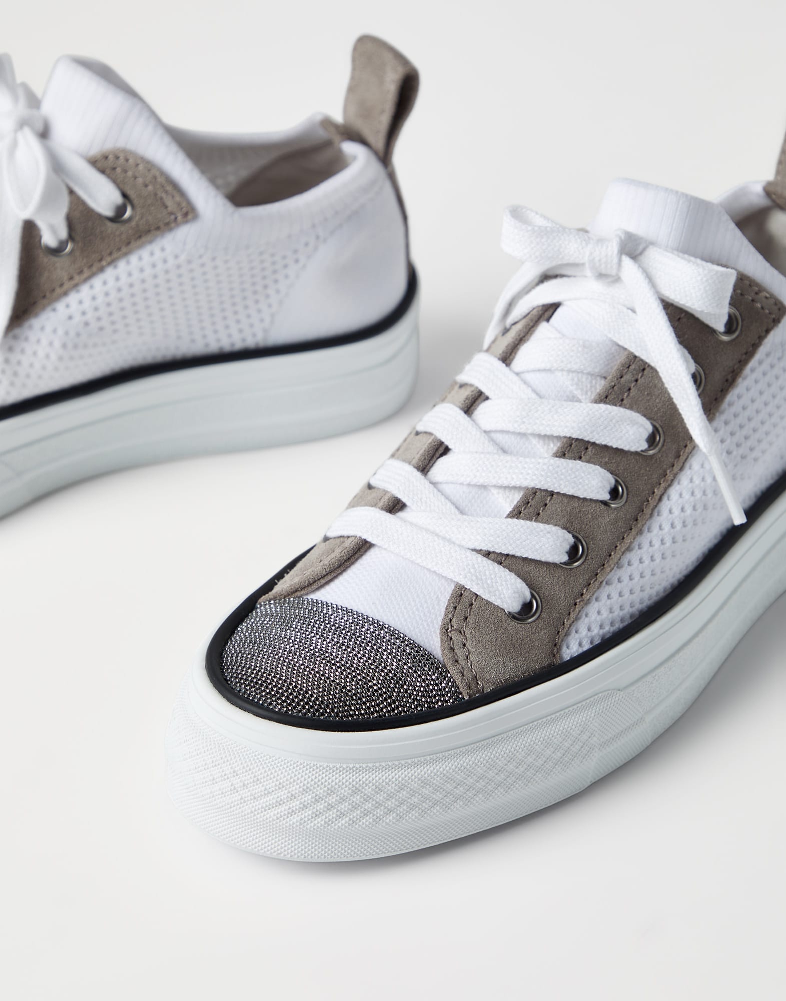 Knit and suede sneakers with precious toe - 3