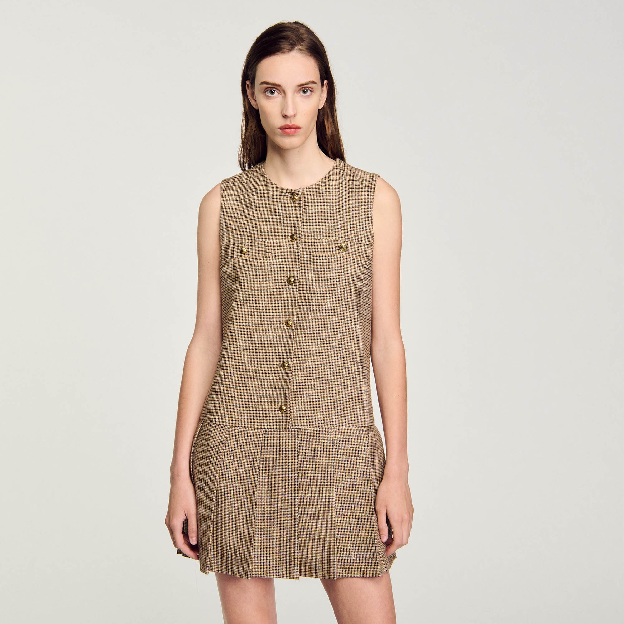 SHORT MICRO HOUNDSTOOTH DRESS - 5