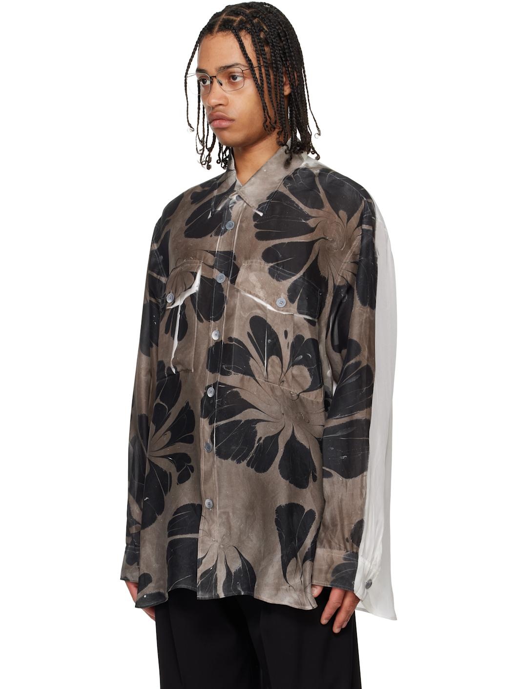 Brown & White Printed Shirt - 4