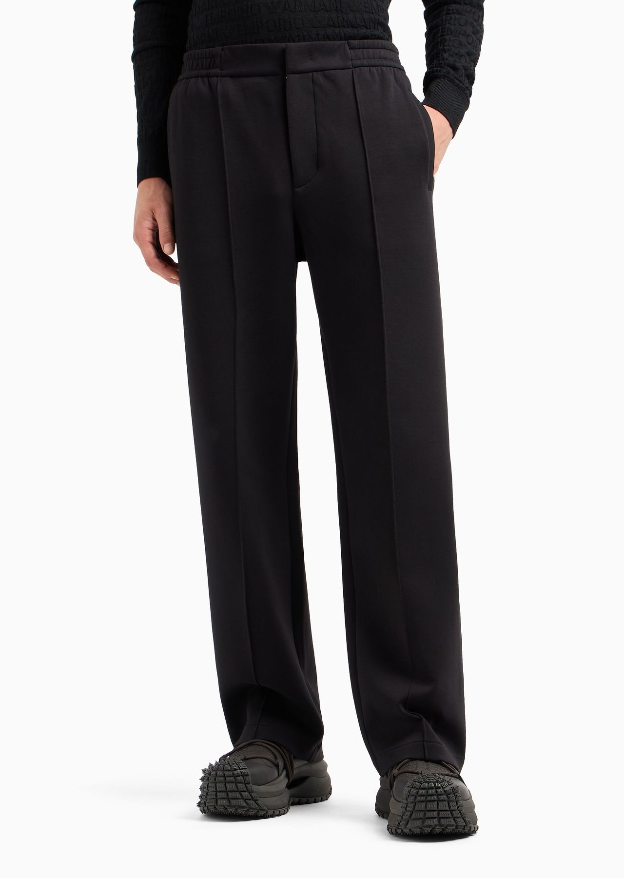 Double-jersey trousers with crease and stretch ankle cuffs - 2