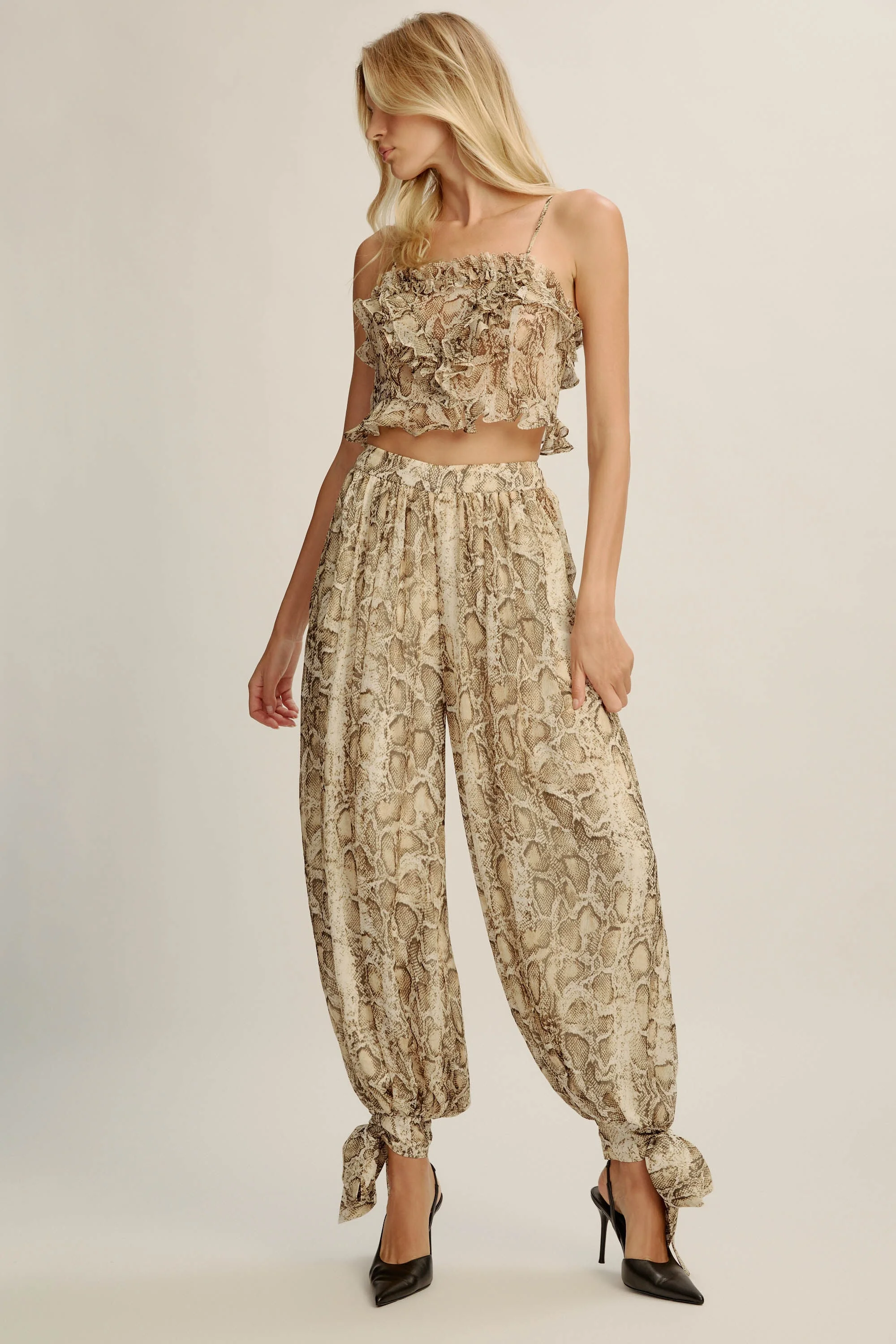 Alira Printed Balloon Pant In Snake Skin - 1