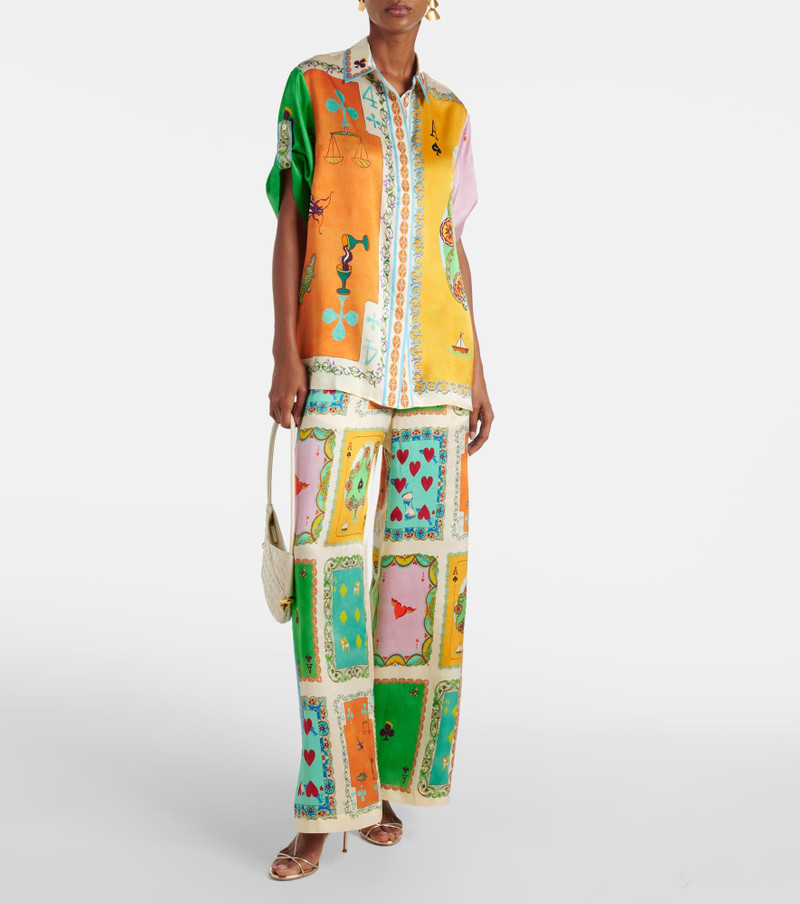 ALÉMAIS Rummy printed silk satin palazzo pants outlook