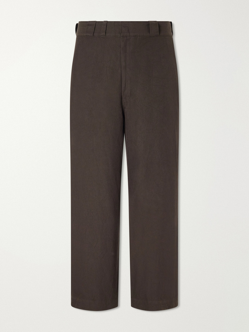 Straight-Leg Cotton and Silk-Blend Trousers 1