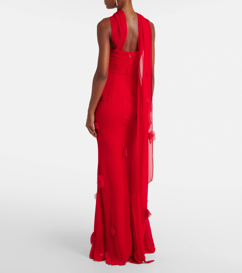 Floral-appliqué scarf-detail gown 3