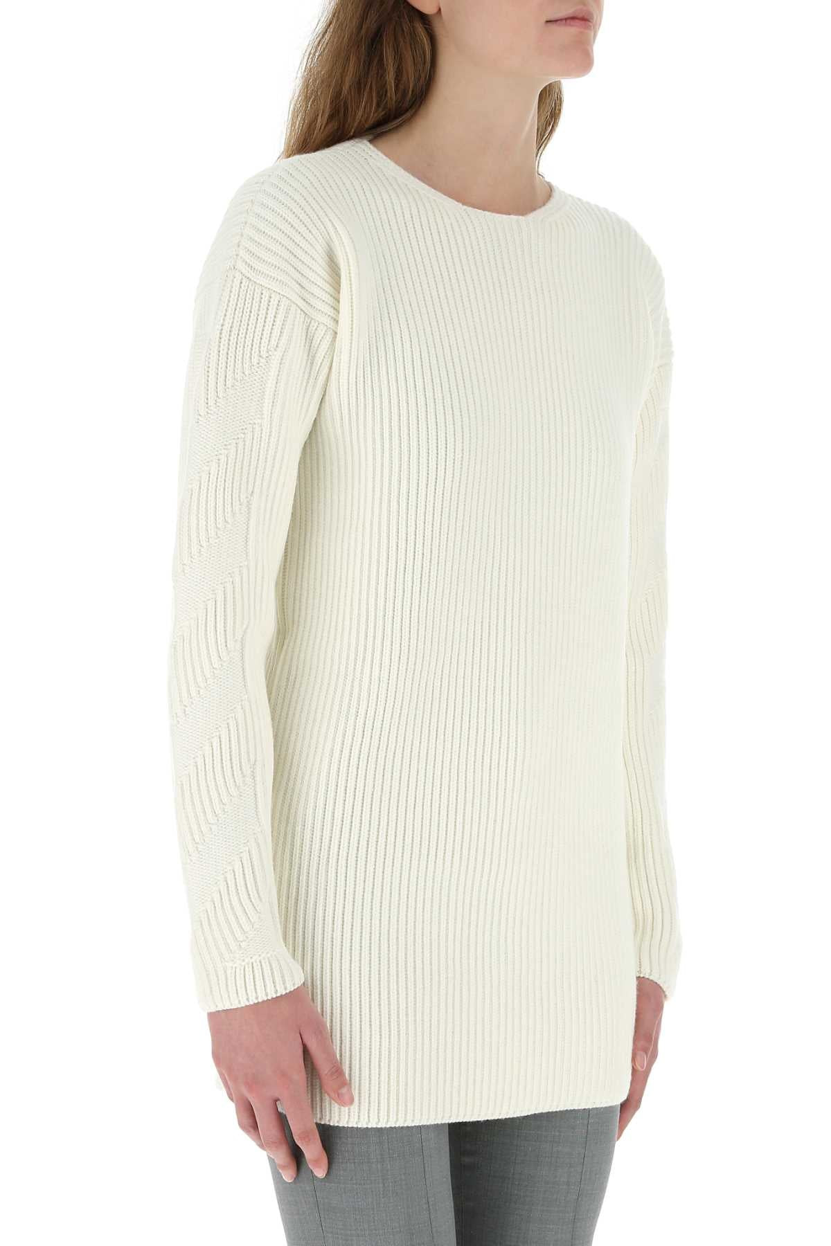 Off White Women Ivory Virgin Wool Sweater - 3