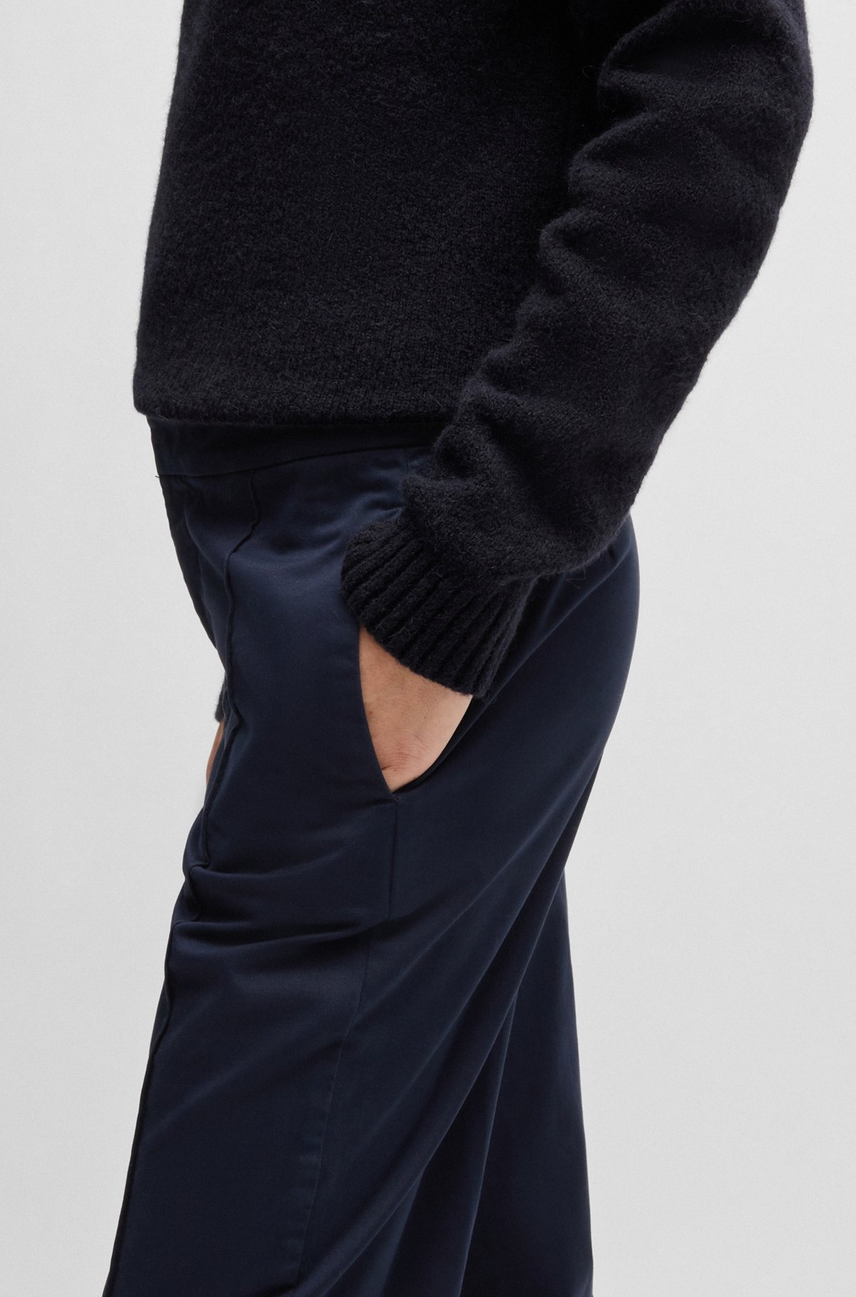 TAPERED-FIT CHINOS IN STRETCH-COTTON SATIN - 5