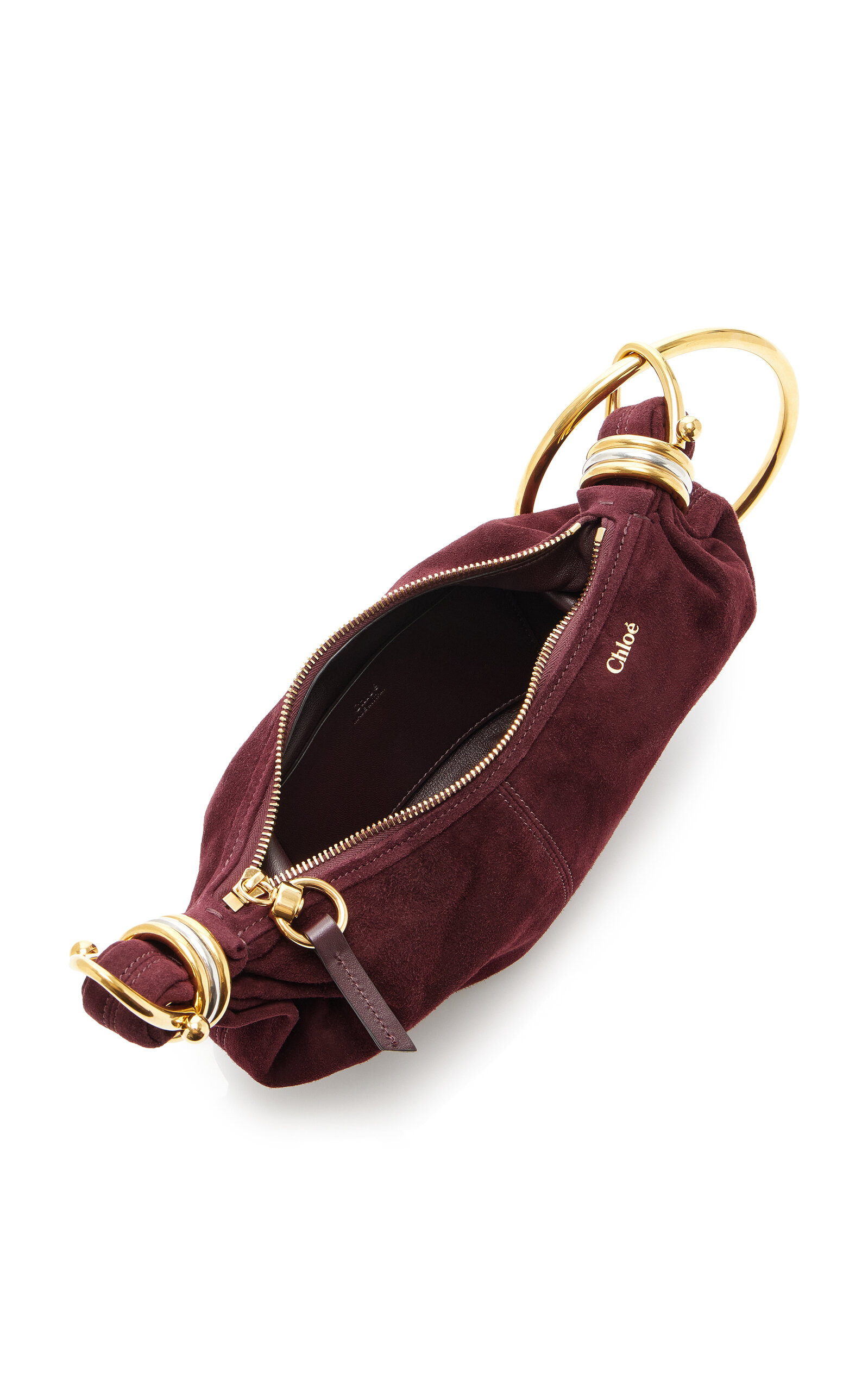 Bracelet-Handle Suede Shoulder Bag purple - 5