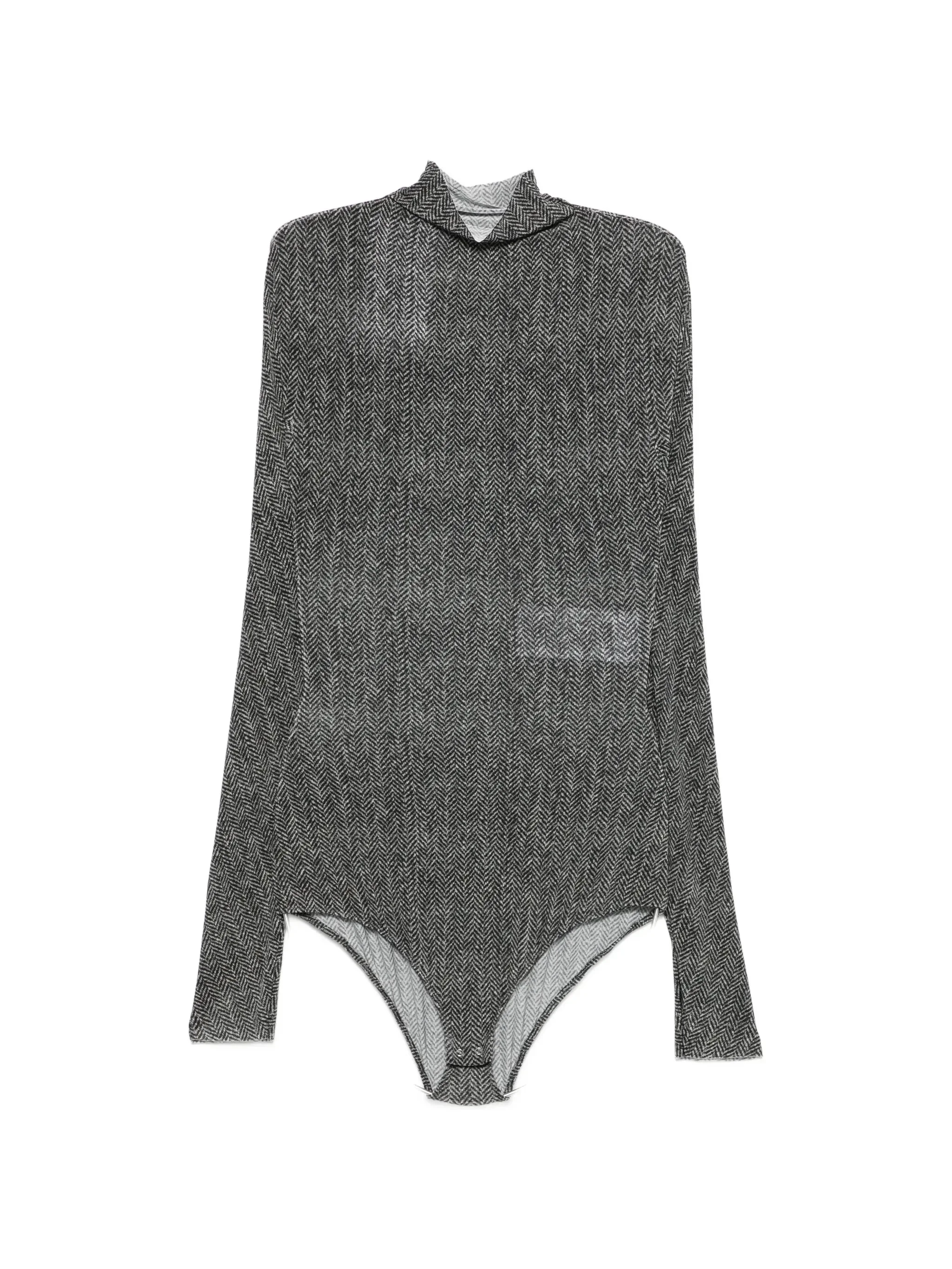 Maison Margiela Herringbone-print High-neck T-shirt - 1