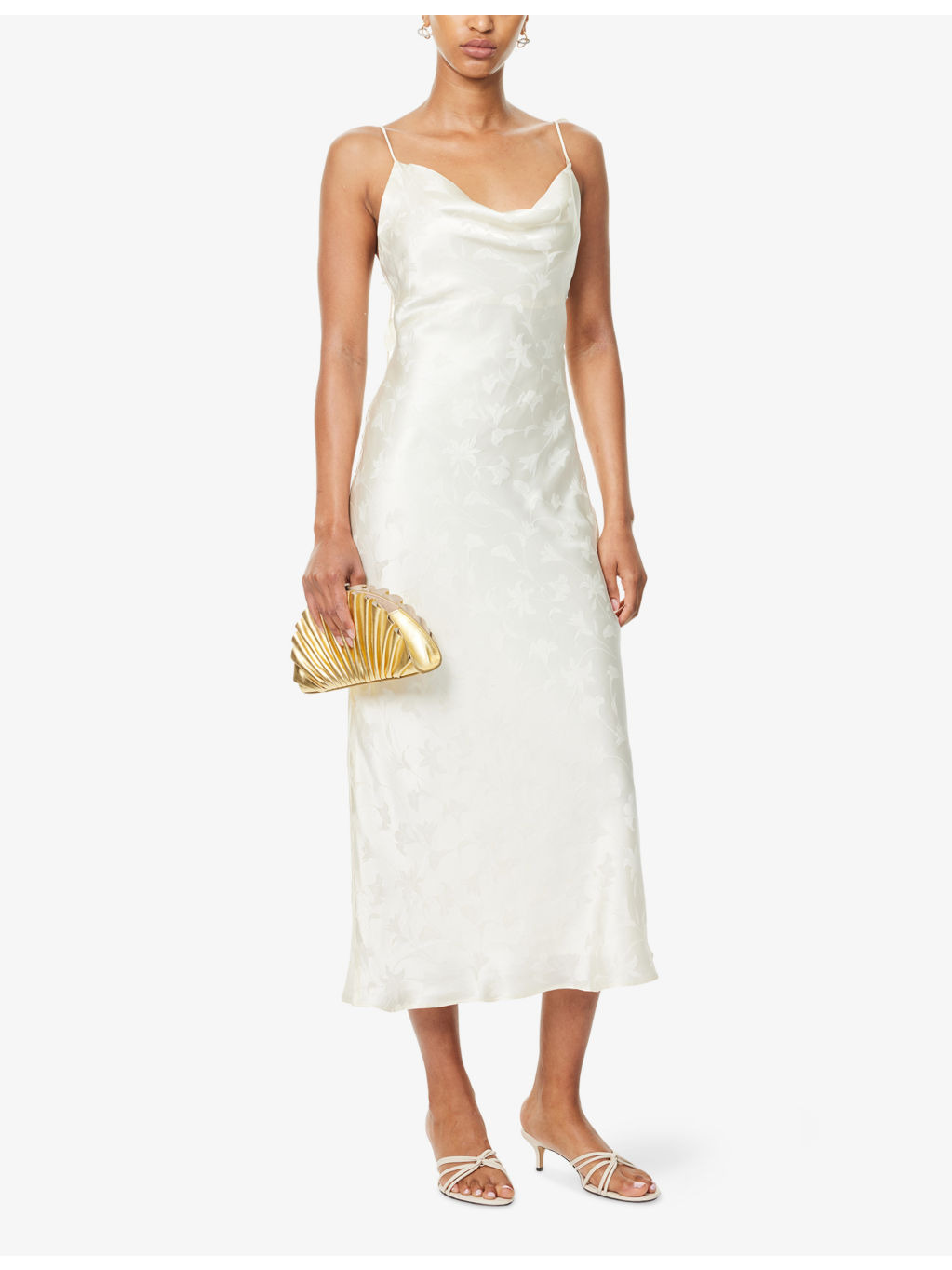 Satin Floral Silk Midi Dress - 2