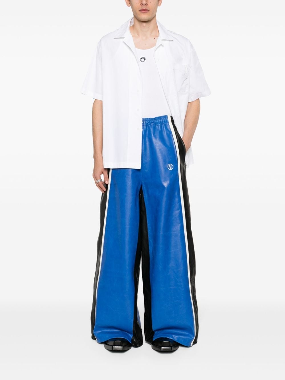 colourblock leather trousers - 3
