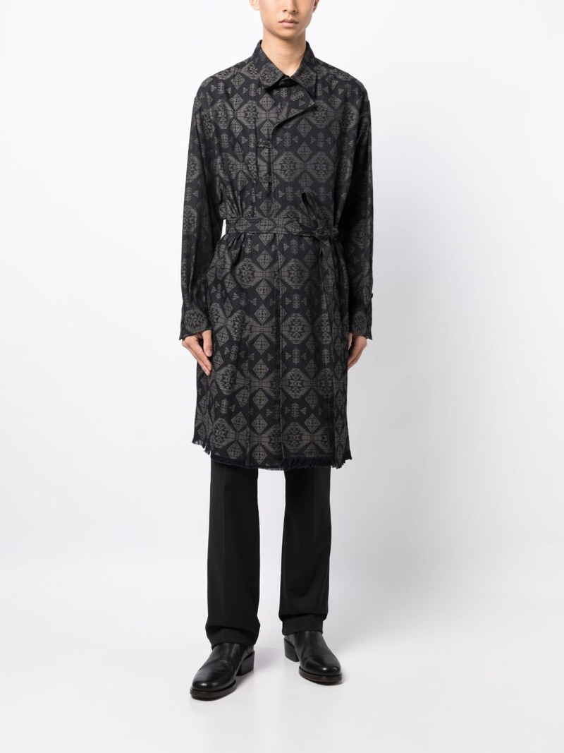 Yohji Yamamoto graphic-print cotton trench coat outlook