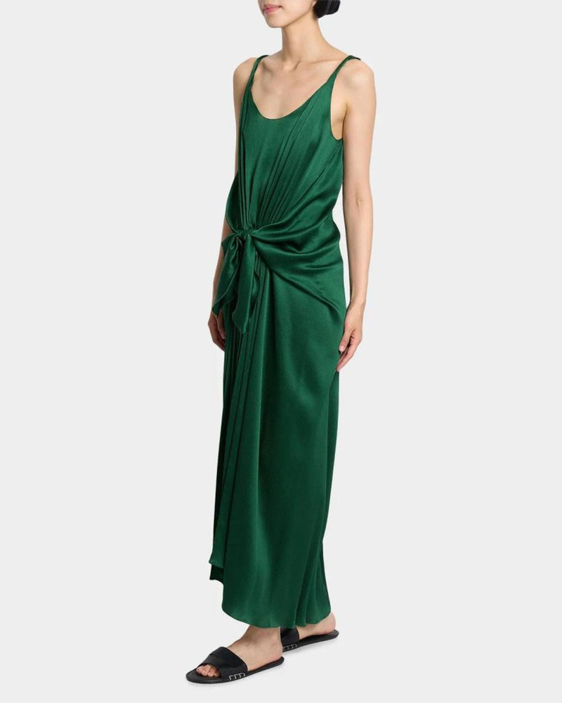 Sleeveless Knotted Crinkle Silk Maxi Dress 6
