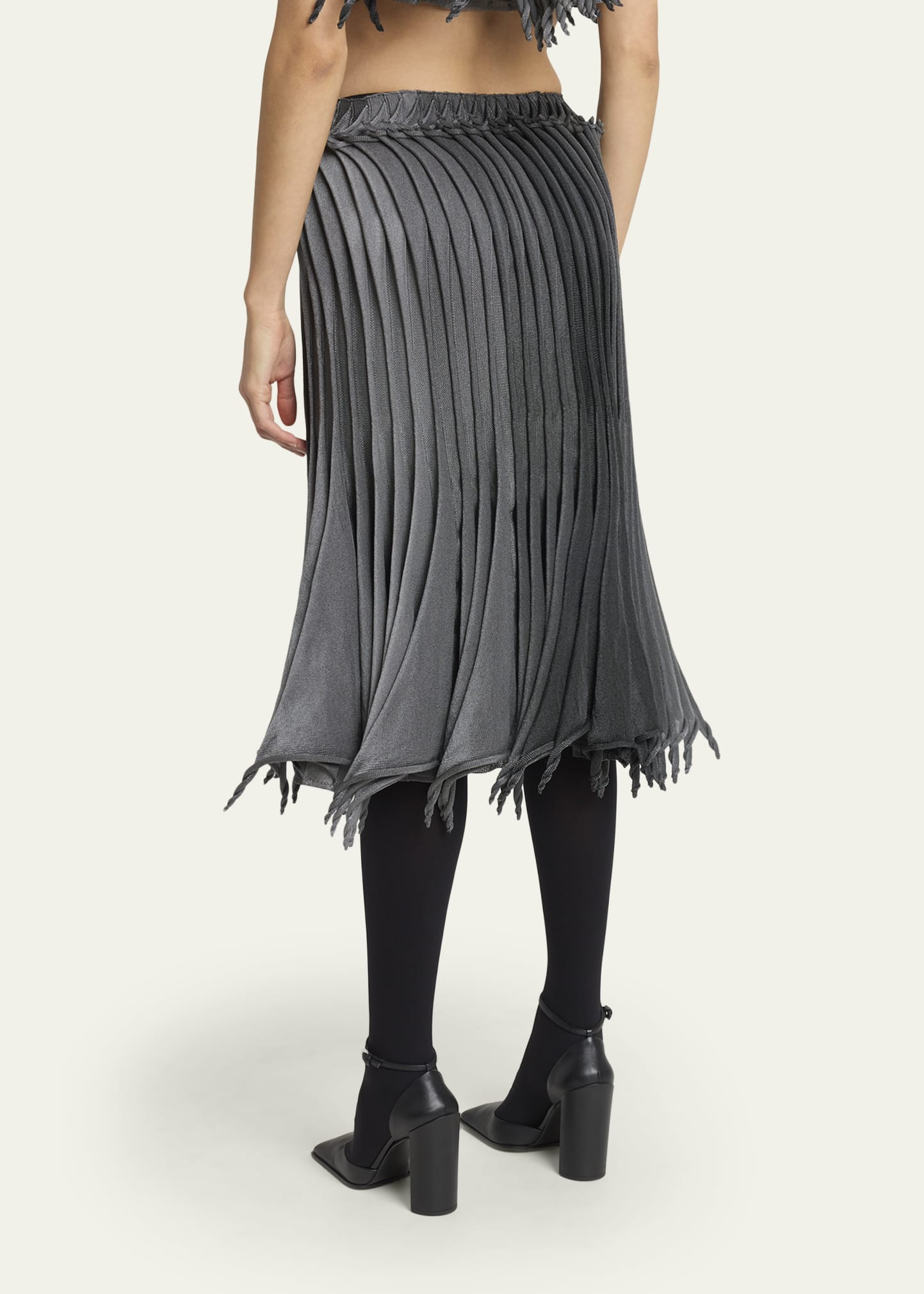Sculptural Pleated Midi Skirt - 3