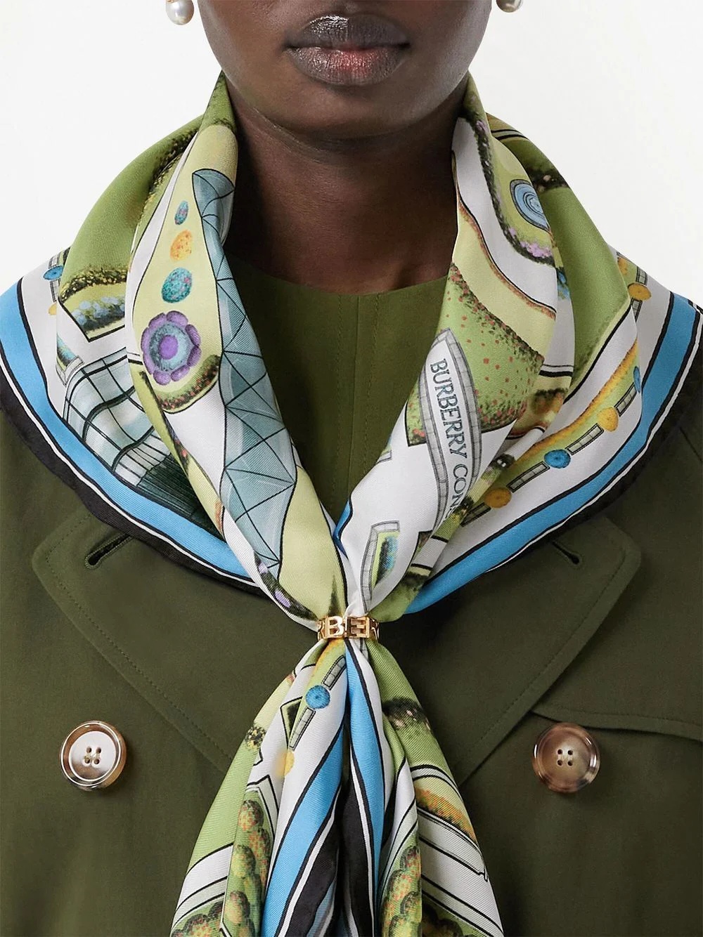 Topiary-print silk scarf - 5