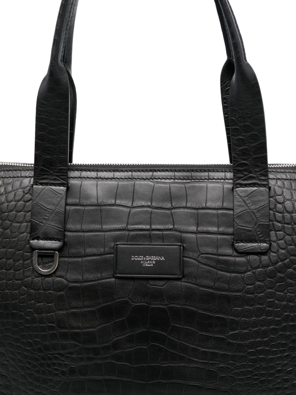 crocodile-embossed leather tote bag - 4