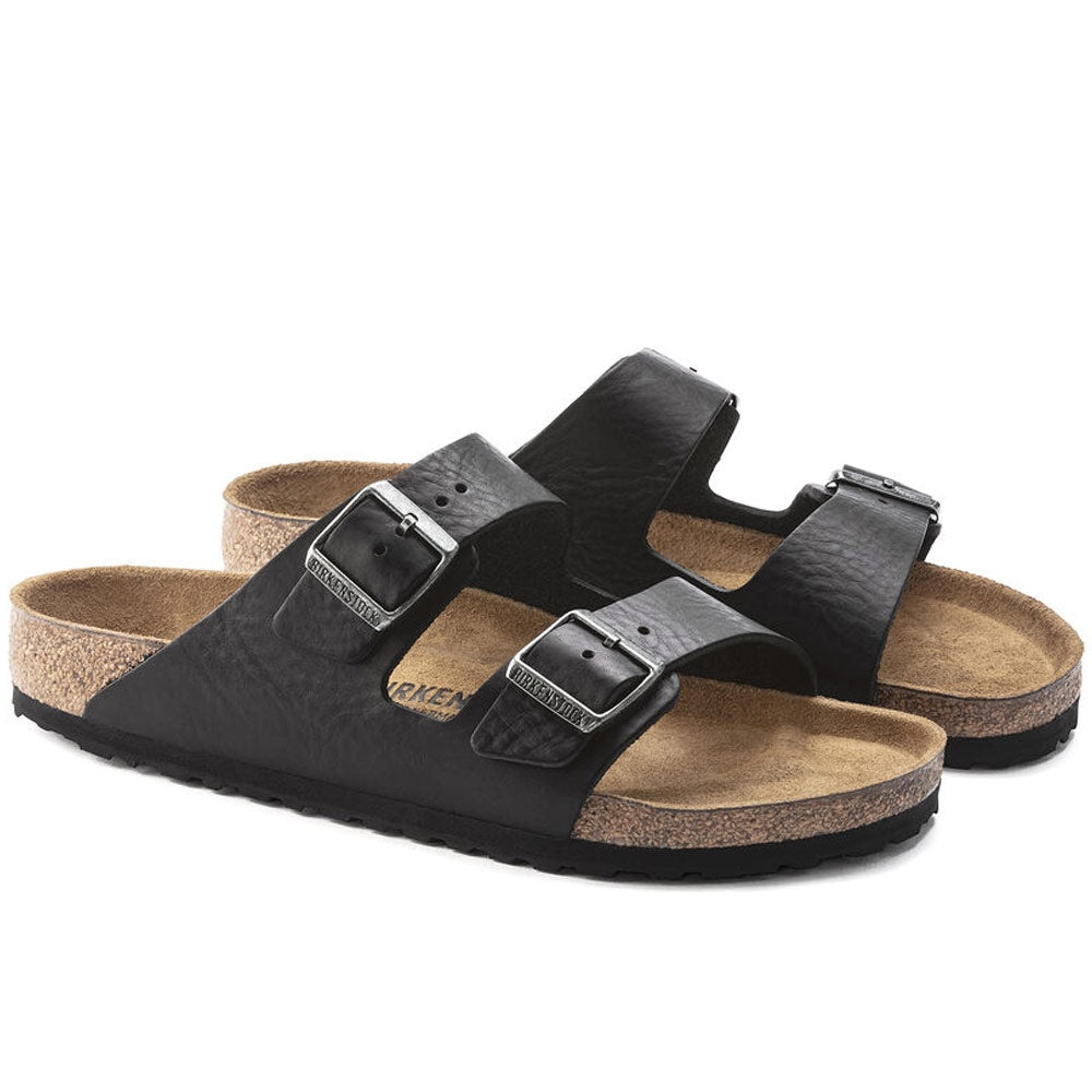 Birkenstock | Arizona Grip Leather Slippers 'Vintage Wood Black' - 5