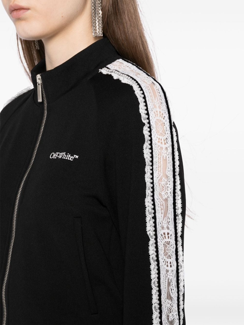 lace logo-print track jacket - 5