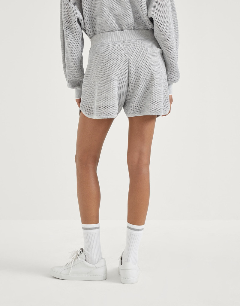 Brunello Cucinelli Cotton sparkling net knit shorts outlook