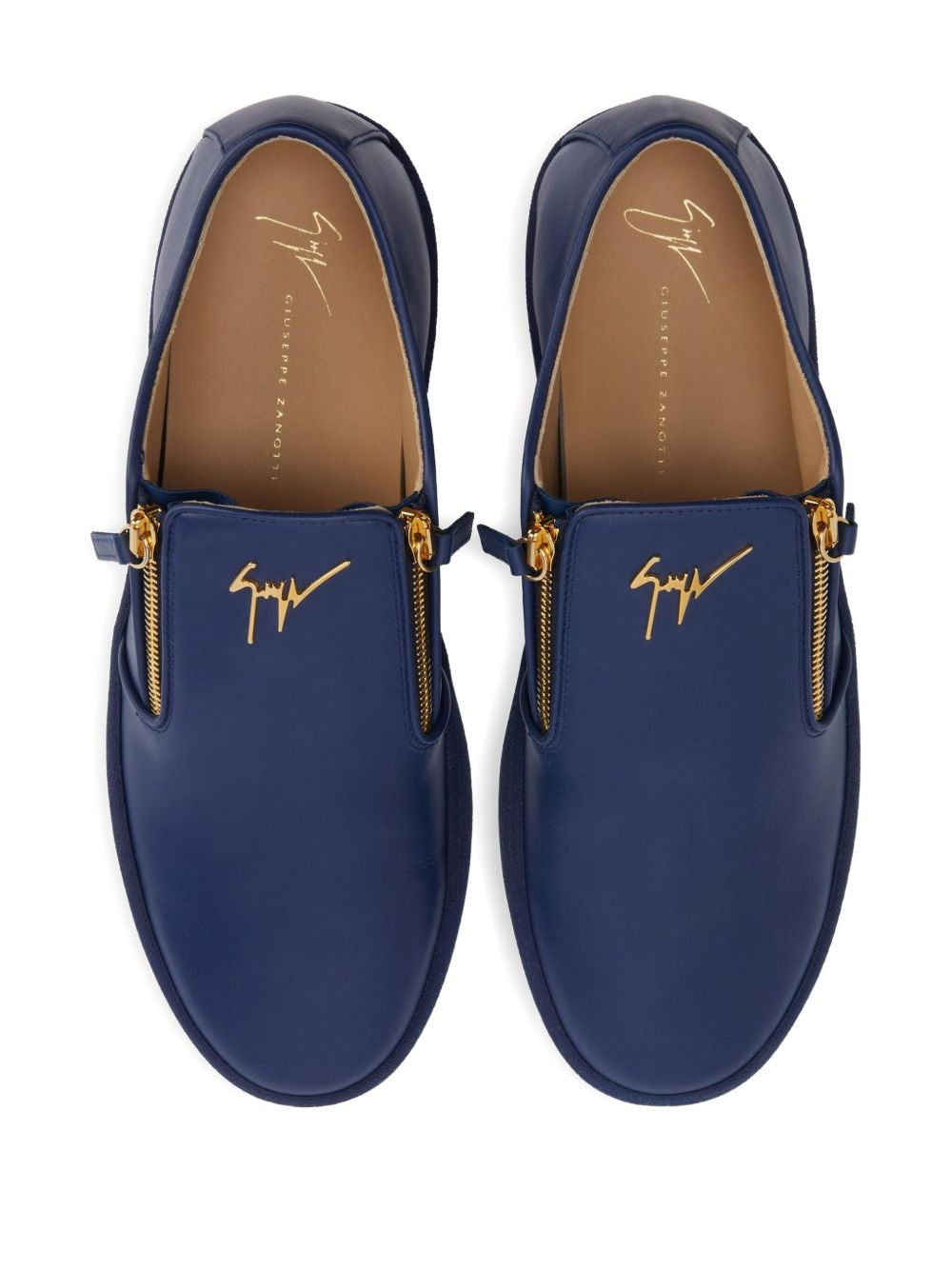 zip-detail leather slip-ons - 3