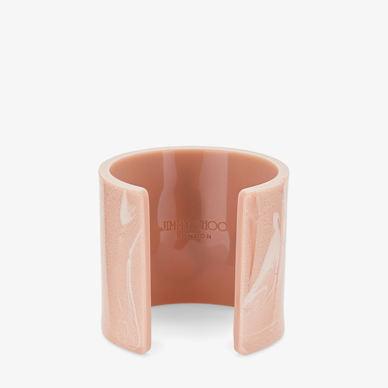 JC Cuff
Ballet Pink Acrylic Cuff Bracelet with Gold-Finish Metal JC Emblem 6