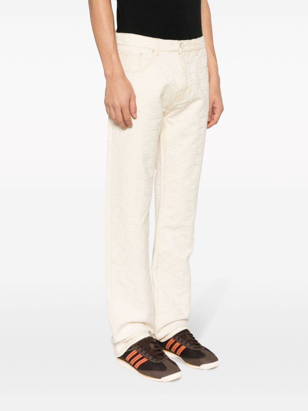 monogram-jacquard straight-leg jeans - 3