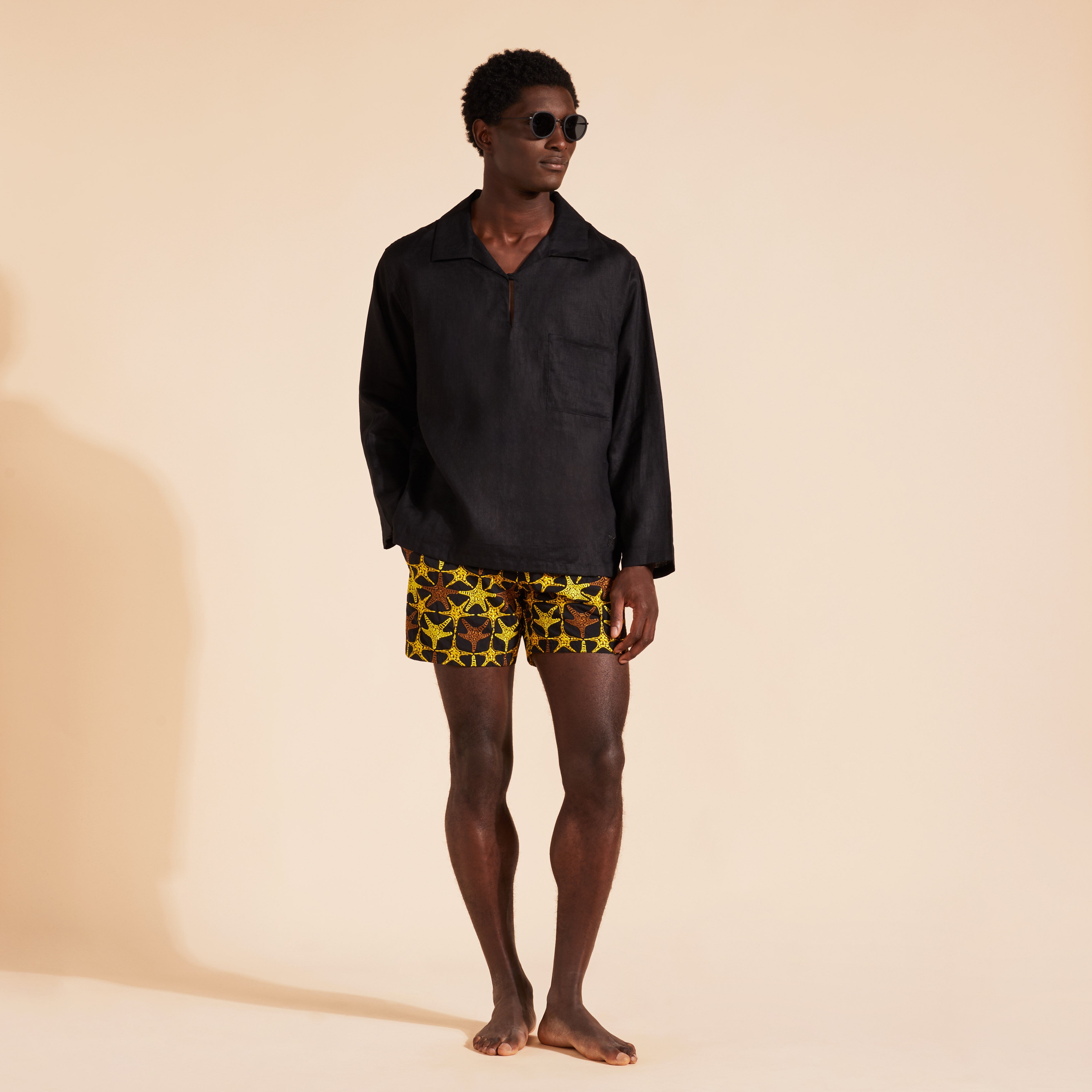 Men Solid Linen Vareuse - 3