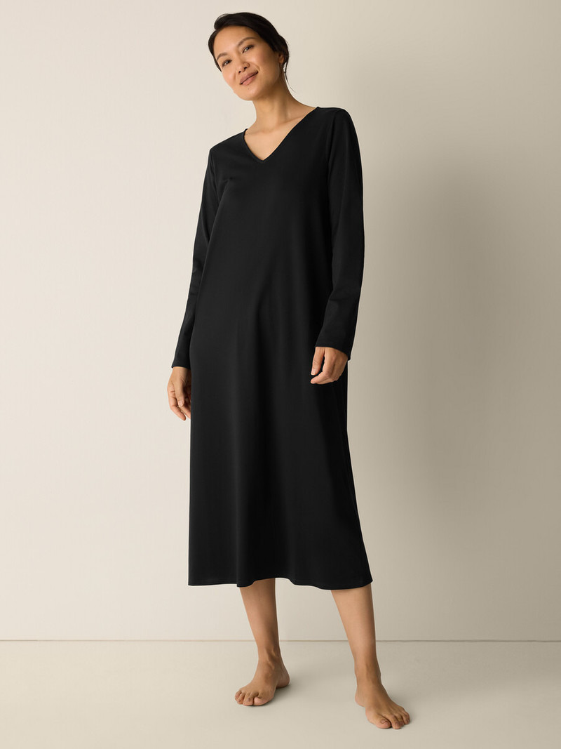 EILEEN FISHER Organic Cotton Interlock V-Neck Sleep Dress outlook