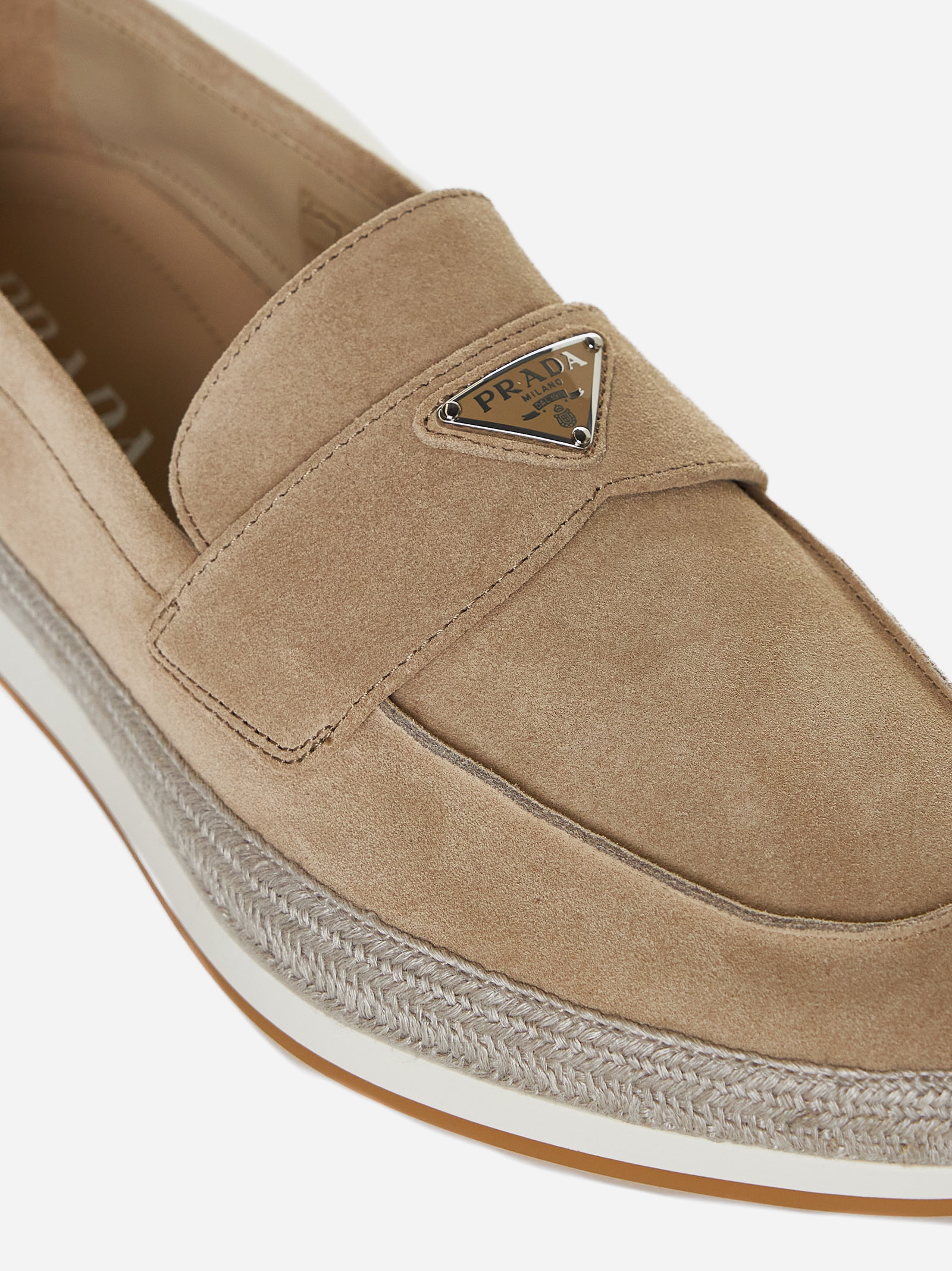 Suede and raffia loafers - 4