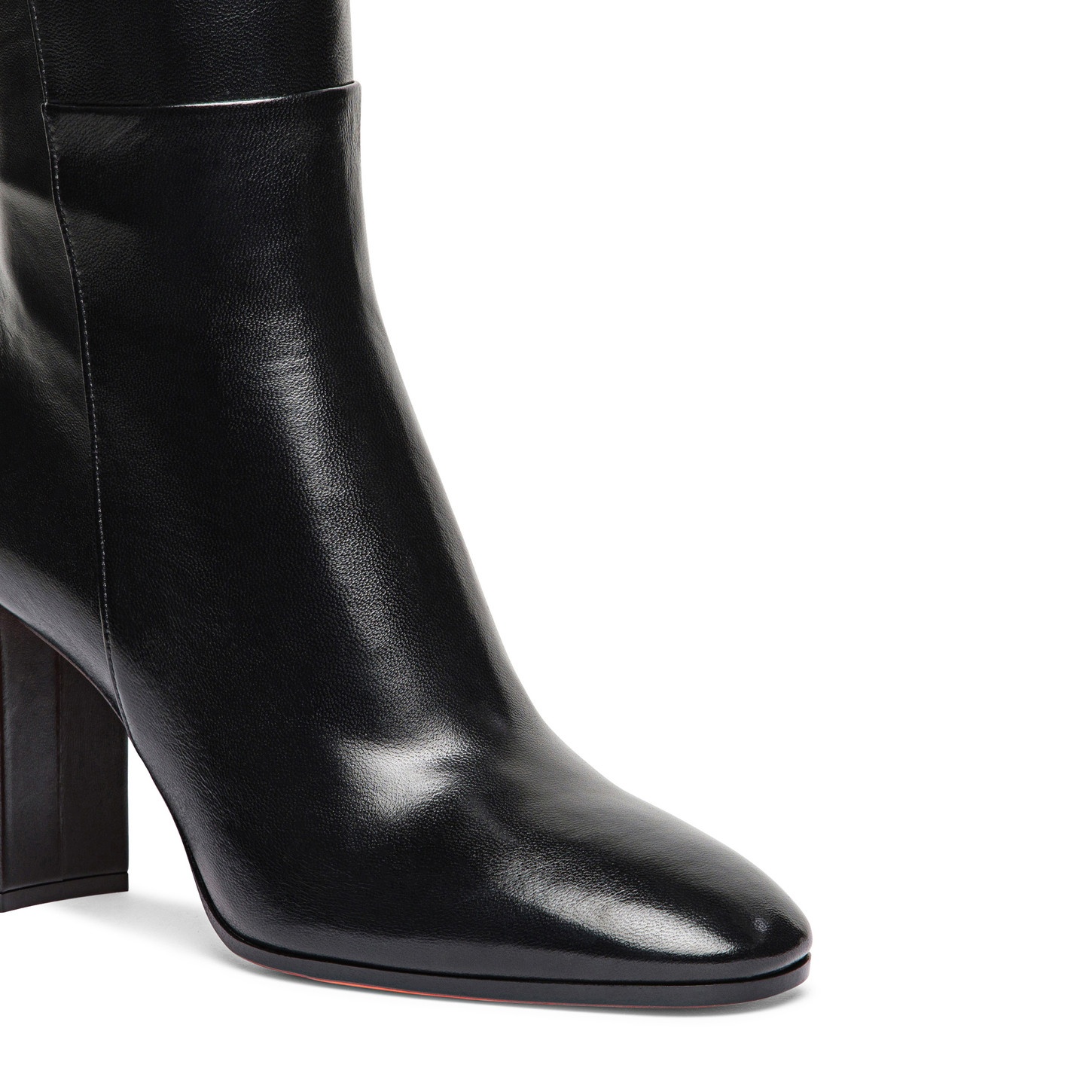 Women's black leather high-heel boot - 5