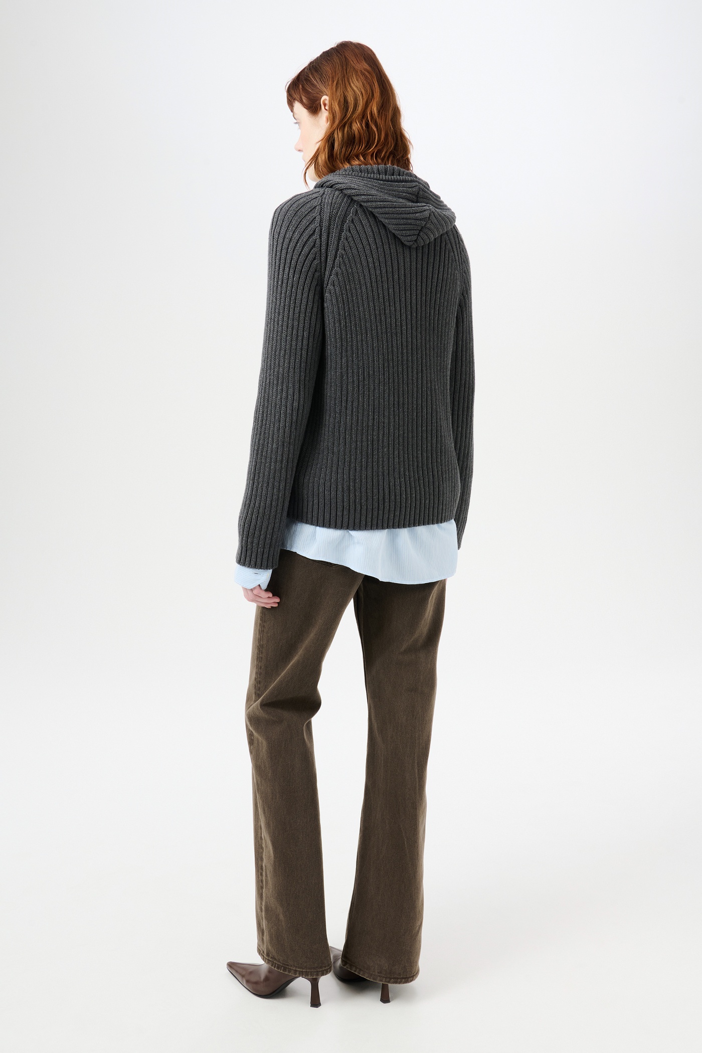 Level Hood Dark Grey Melange Dry Cotton - 4