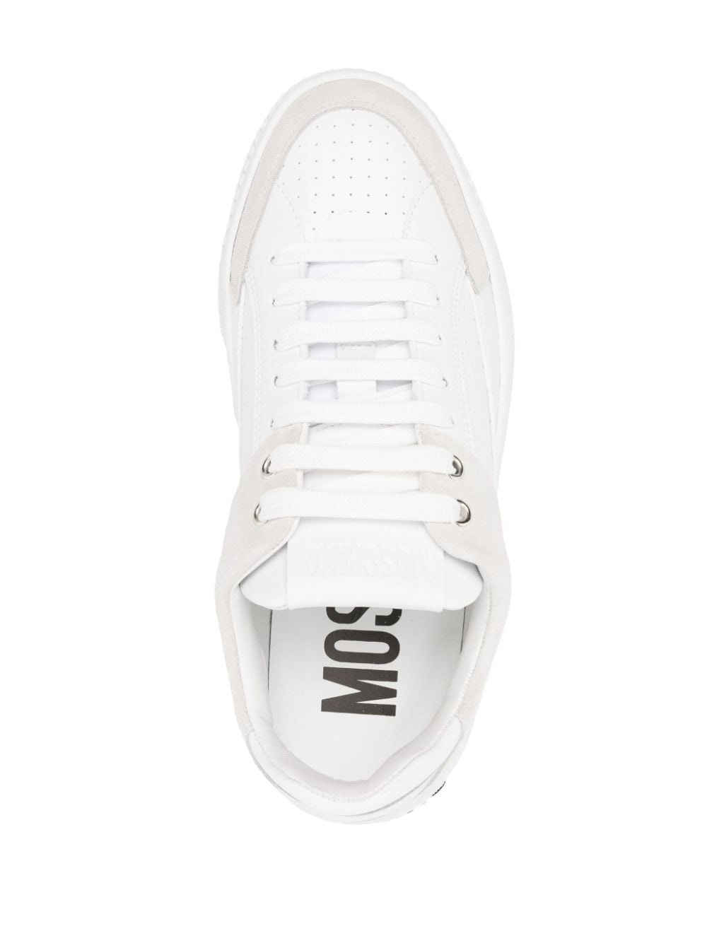 logo-embossed leather sneakers - 4