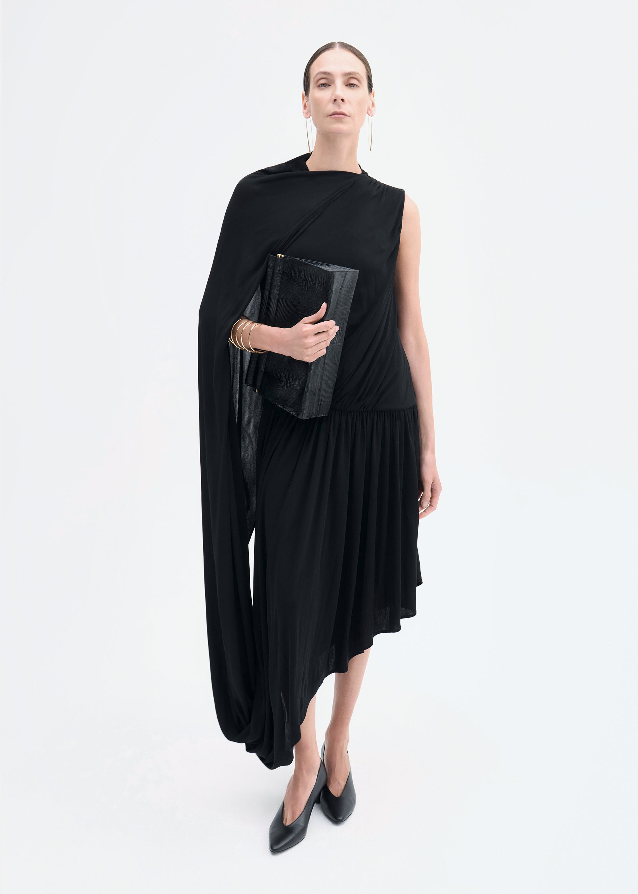 Asymmetric Dress in Viscose Jersey - 2