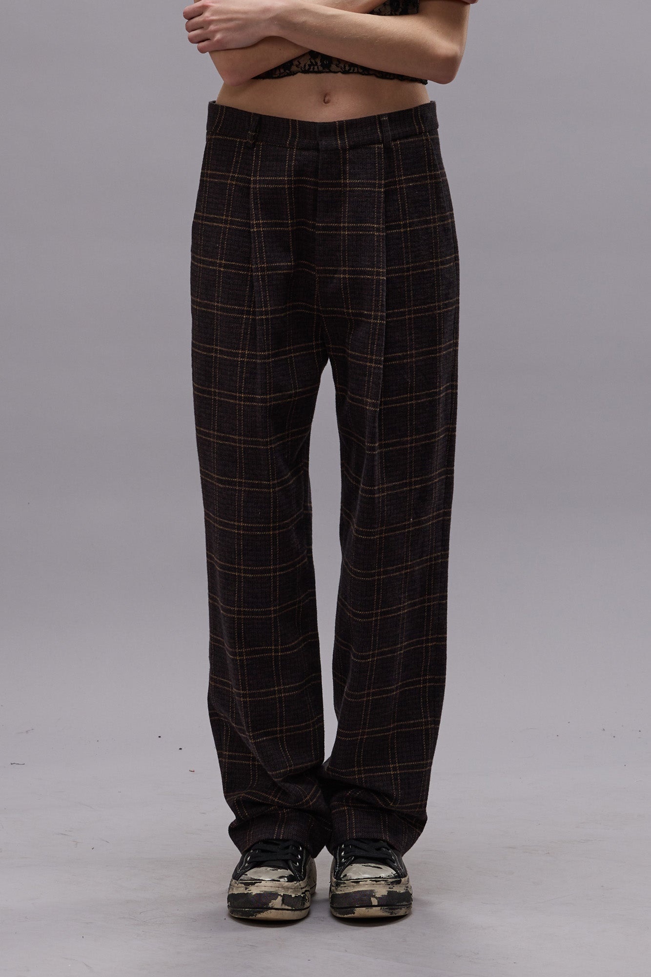 RELAXED TROUSER - DARK BROWN PLAID - R13 - 4