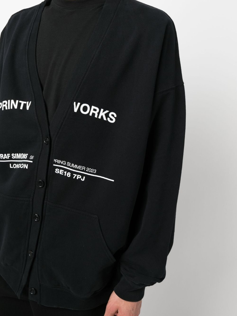 tour-print fleece cardigan 6