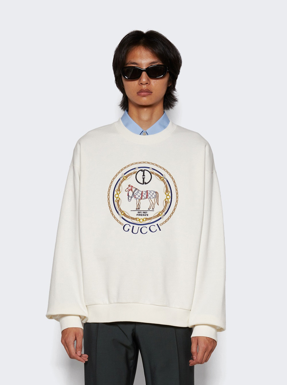Cotton Jersey Sweatshirt With Embroidery White - 3