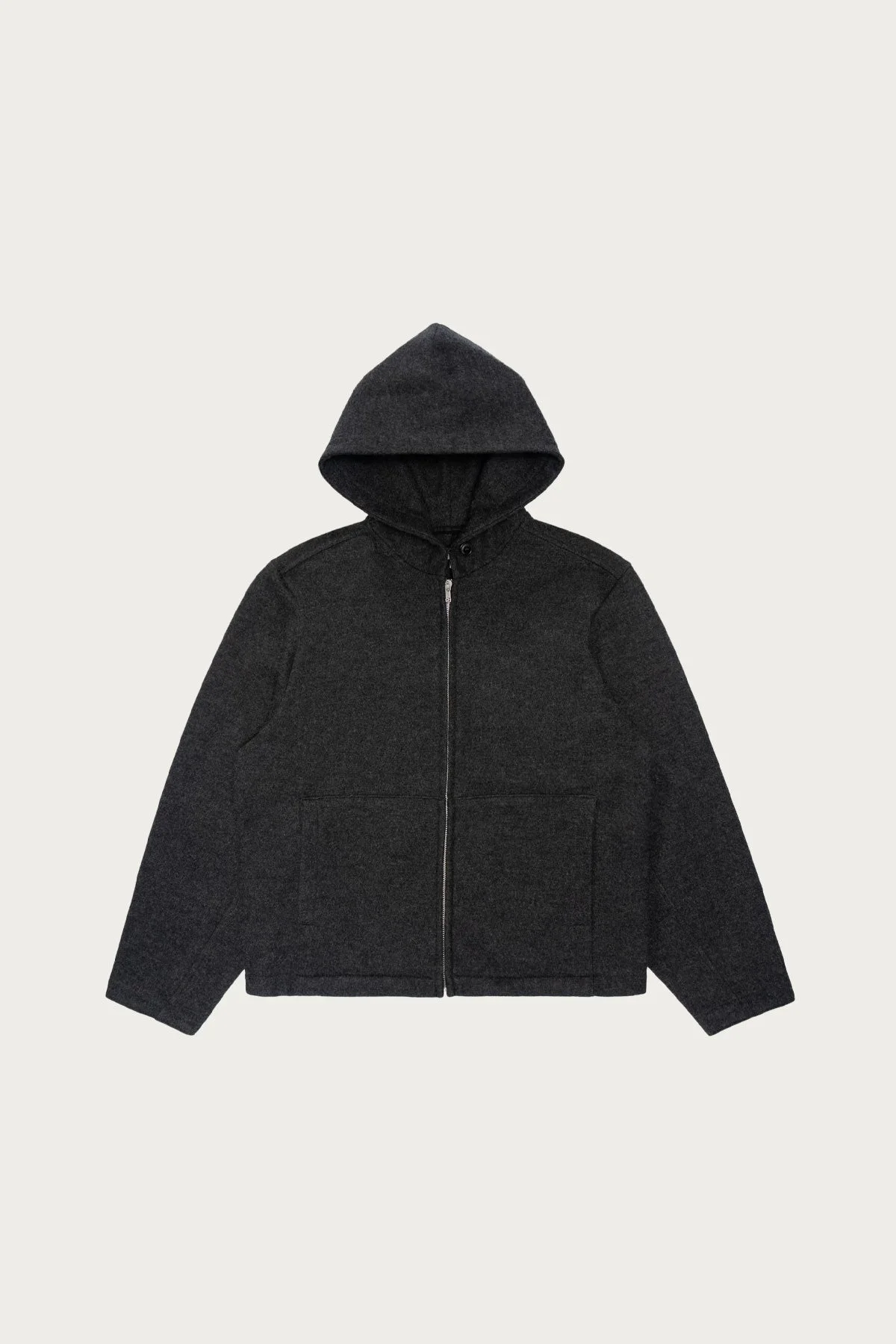 Wool Zip Hoodie - Charcoal - 1