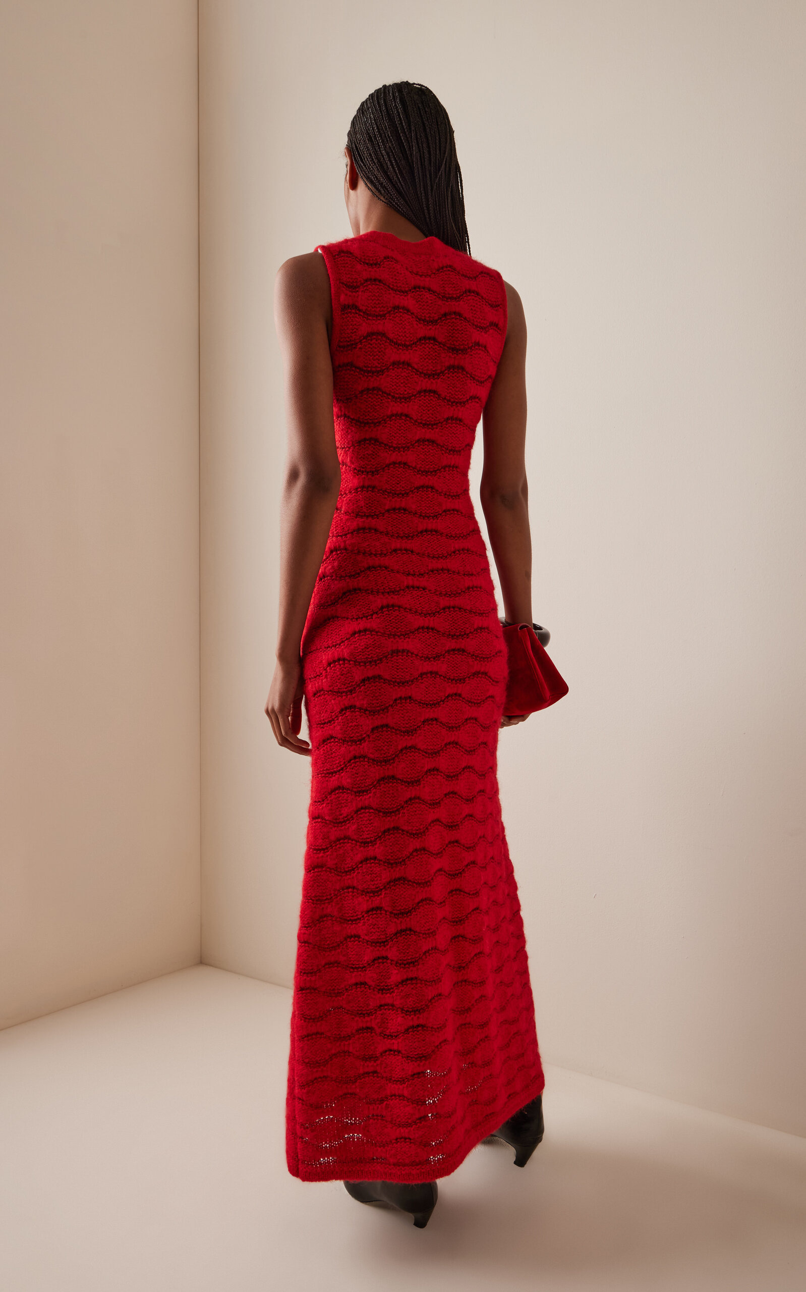 Cona Alpaca-Cotton Maxi Dress red - 4