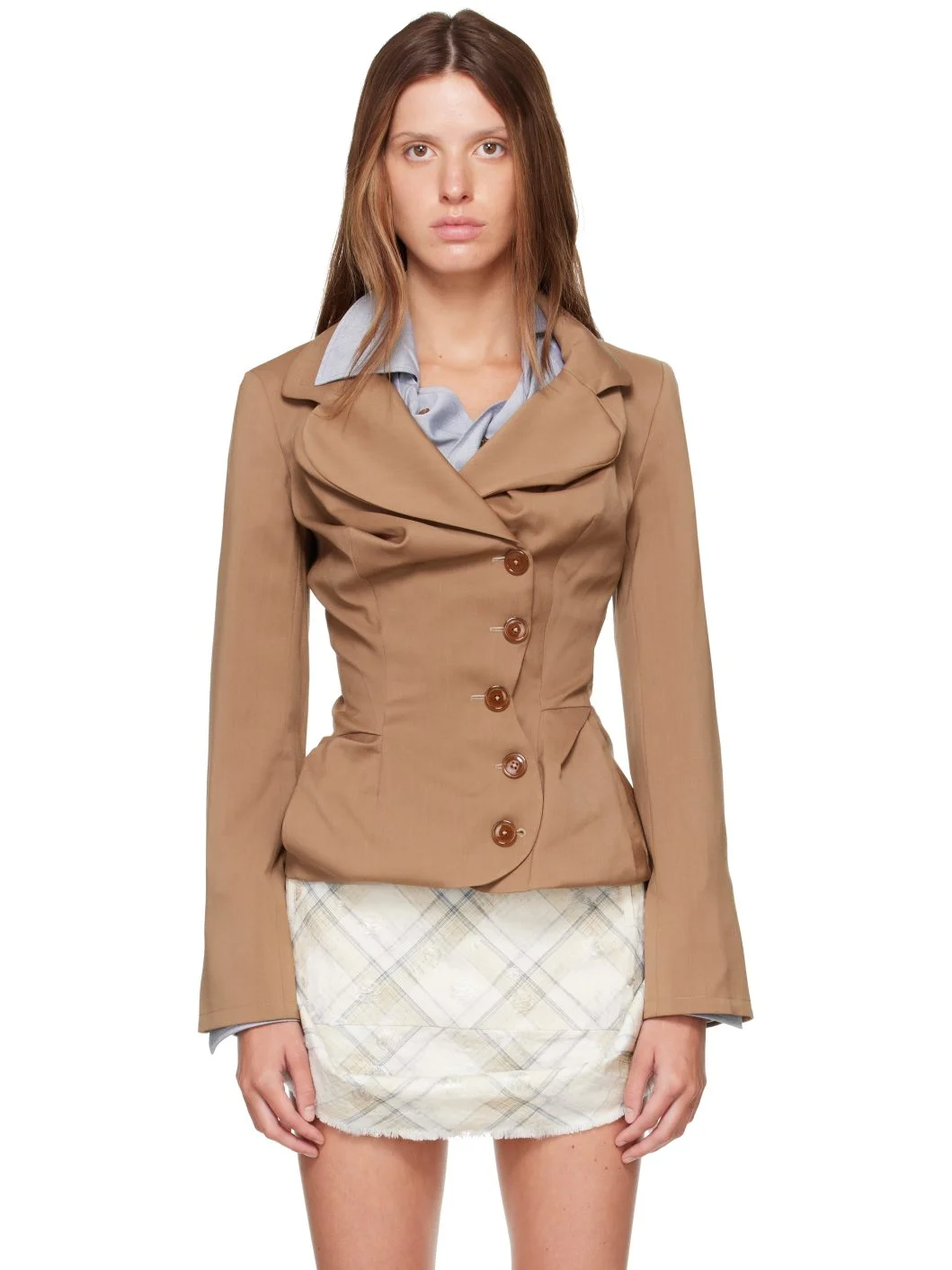 Beige Drunken Tailored Blazer - 1