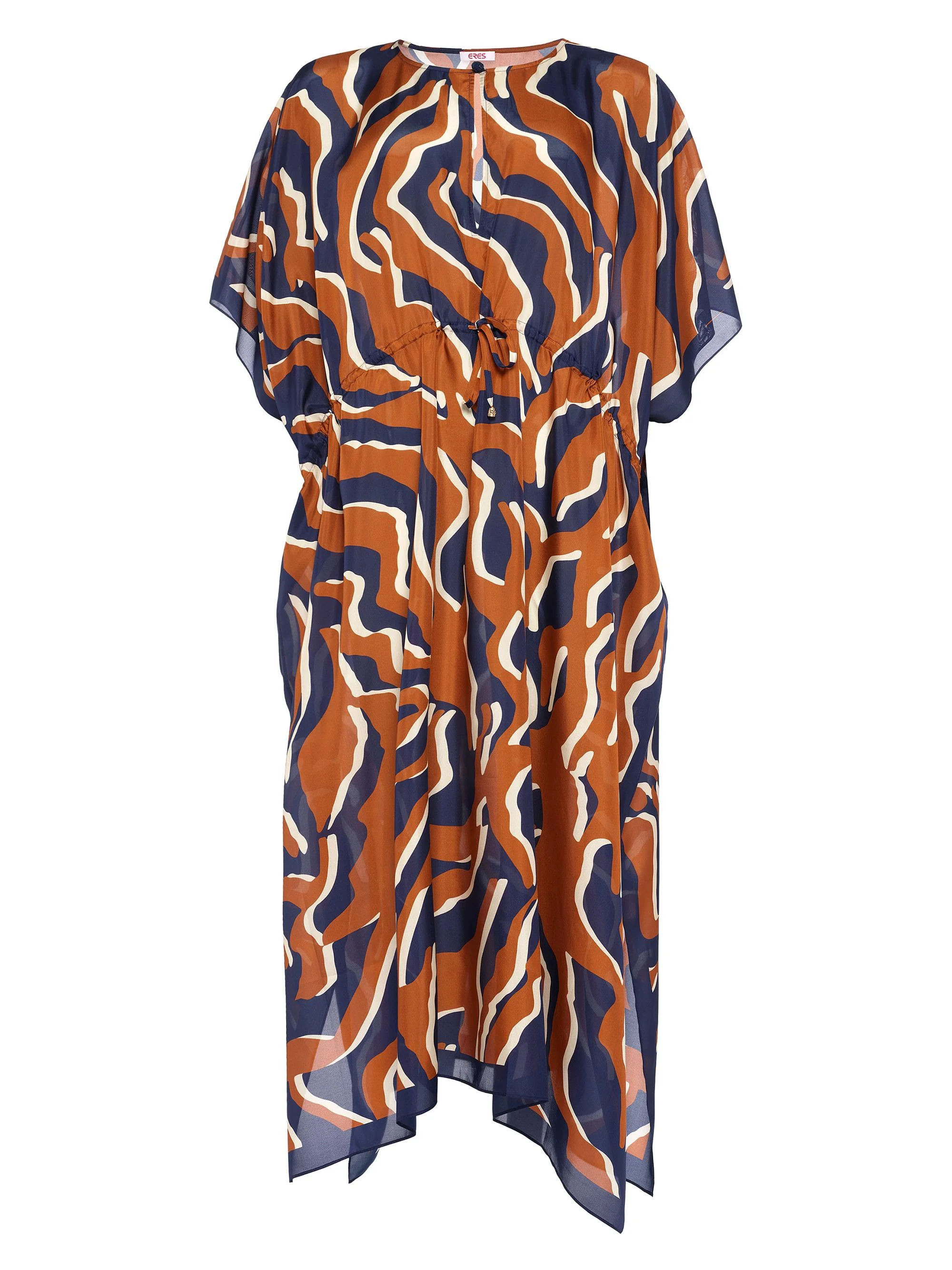 Women's Archipel Printed Silk Drawstring Caftan - Ecorce - 1
