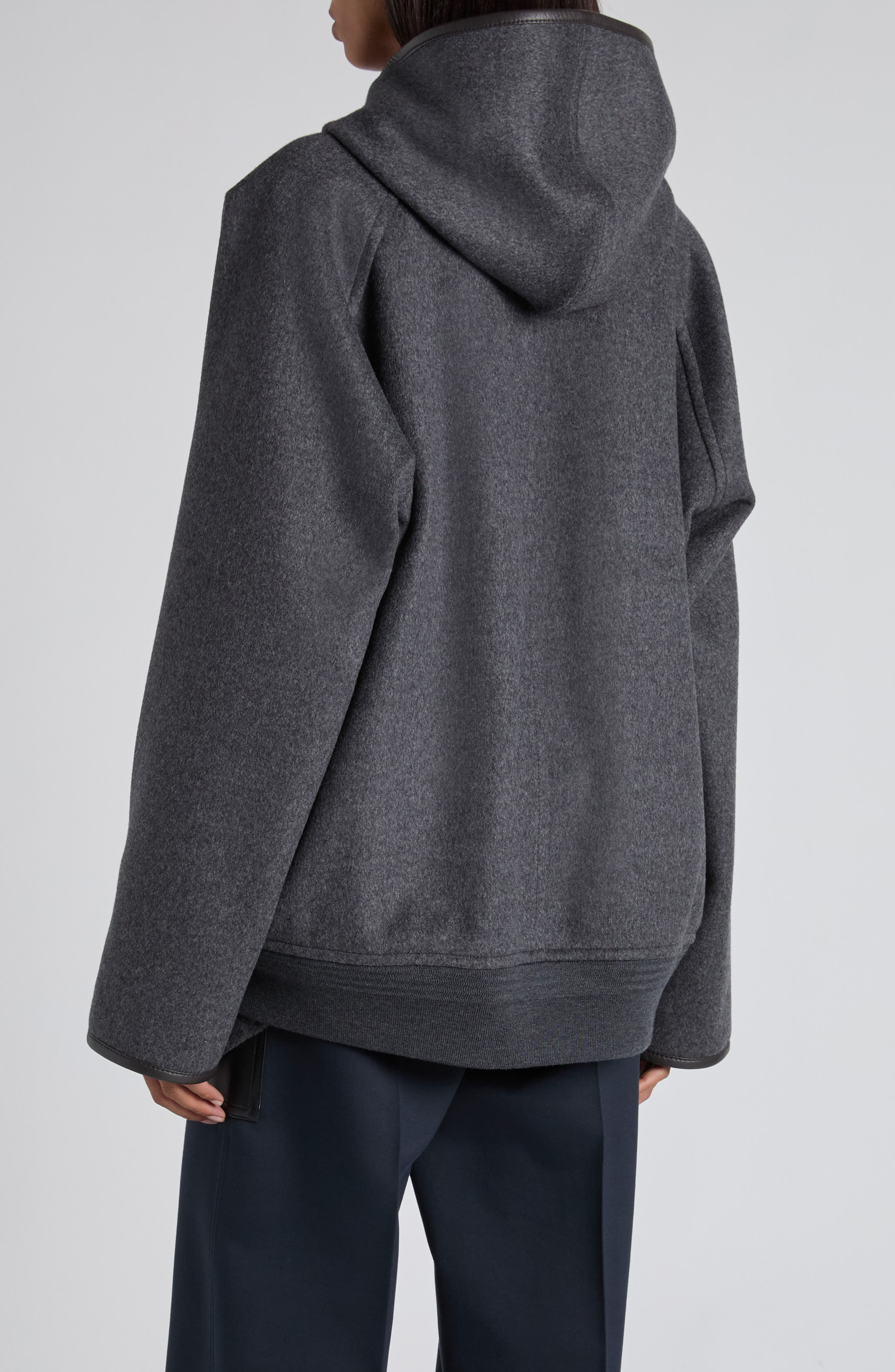 Bottega Veneta Double Face Wool Hooded Jacket in 1307 Charcoal Melange at Nordstrom - 3